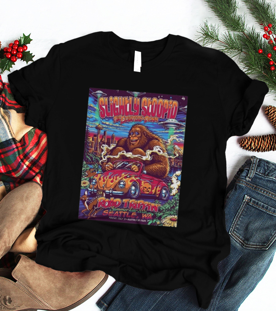 Slightly Stoopid Road Trippin Summer Tour 2026 Seattle WA July 31 Marymoor Park T-Shirt