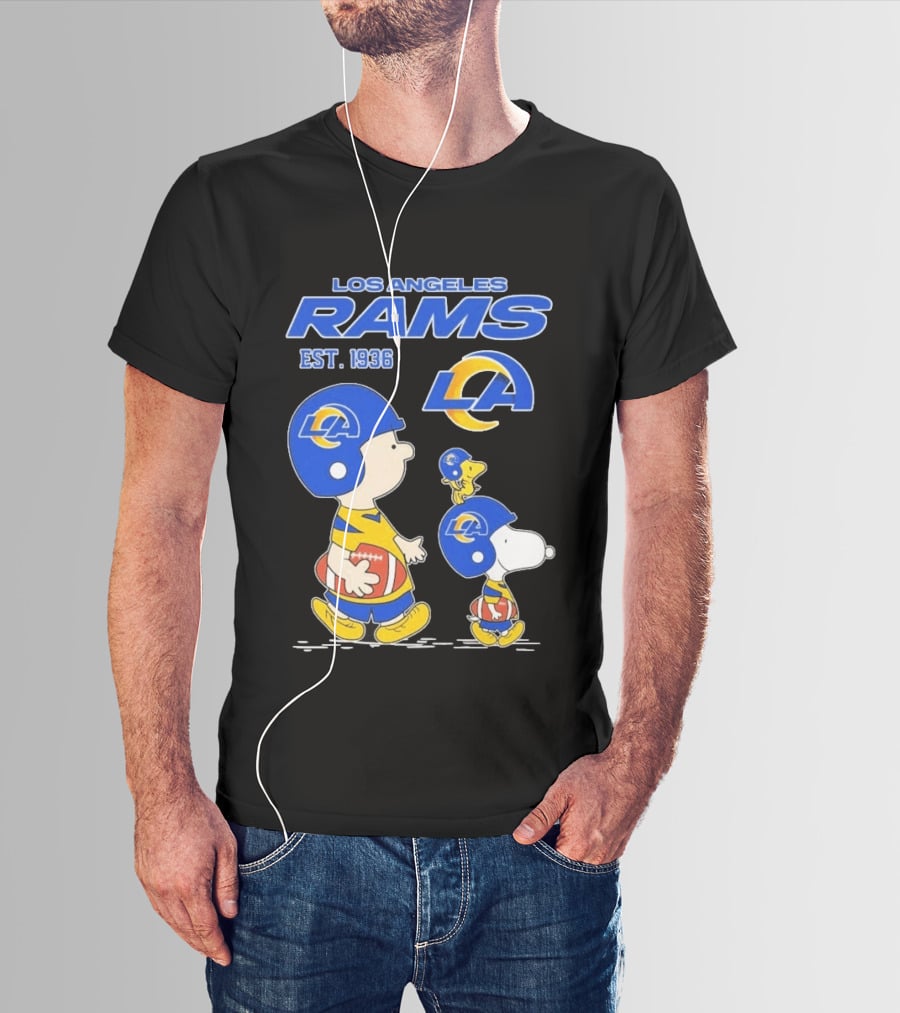 Snoopy Charlie Brown Los Angeles Rams 1936 Football Team LA T-Shirt