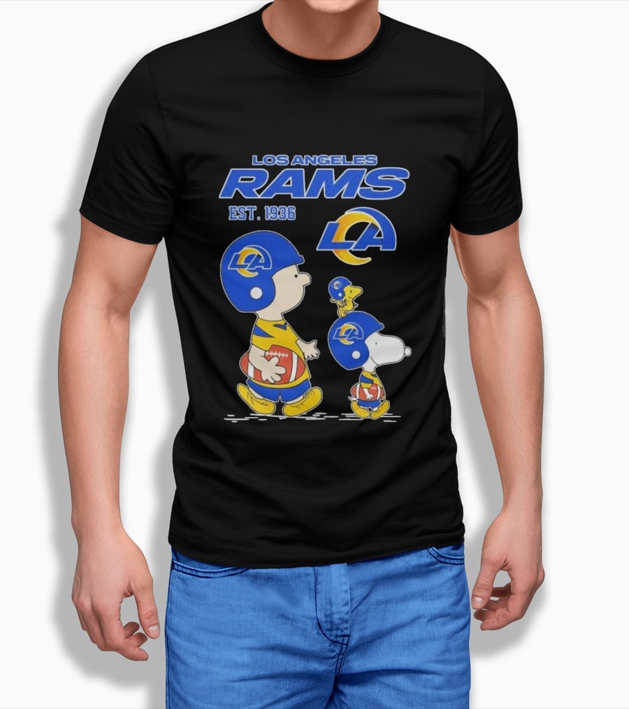 Snoopy Charlie Brown Los Angeles Rams 1936 Football Team LA T-Shirt