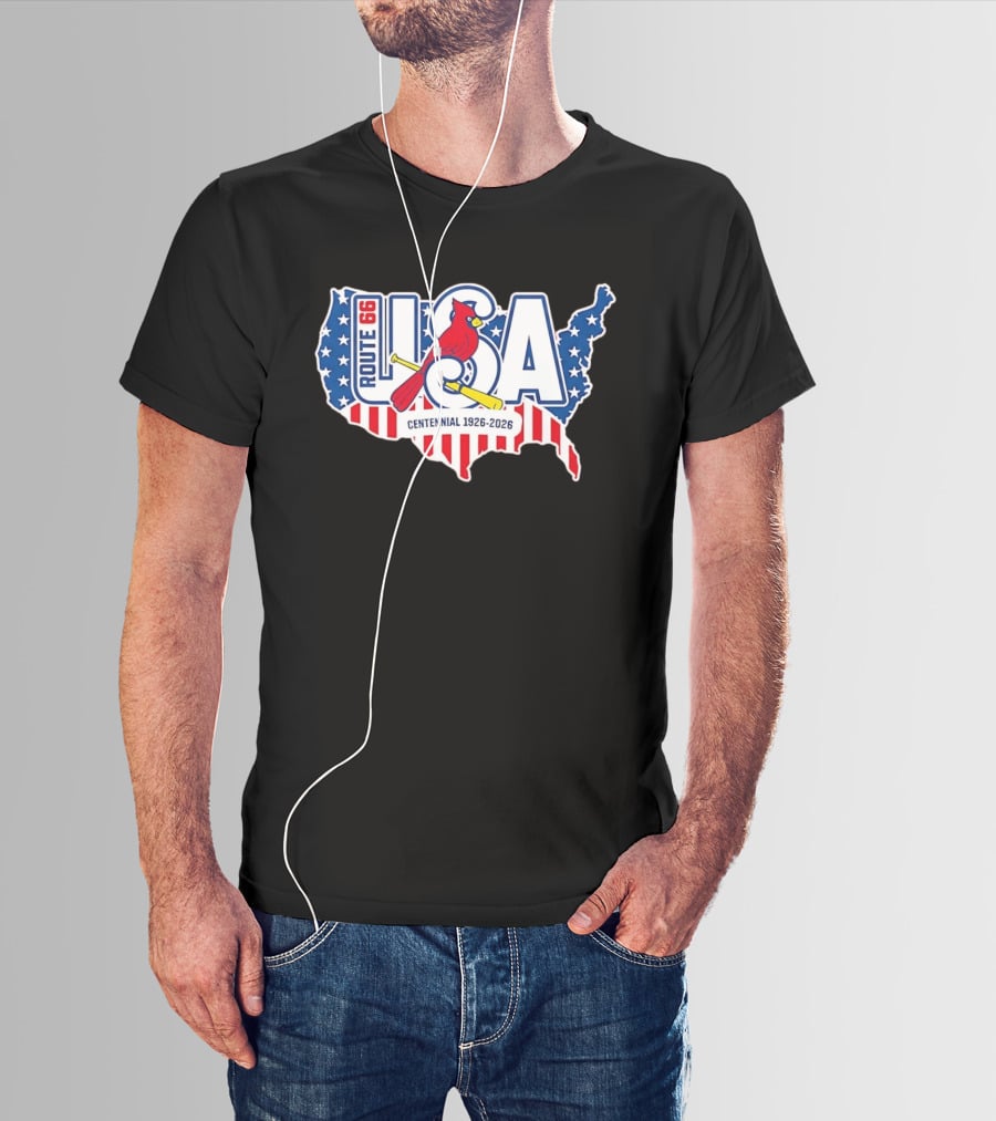 Route 66 USA Centennial 1926 2026 Springfield Cardinals T-Shirt