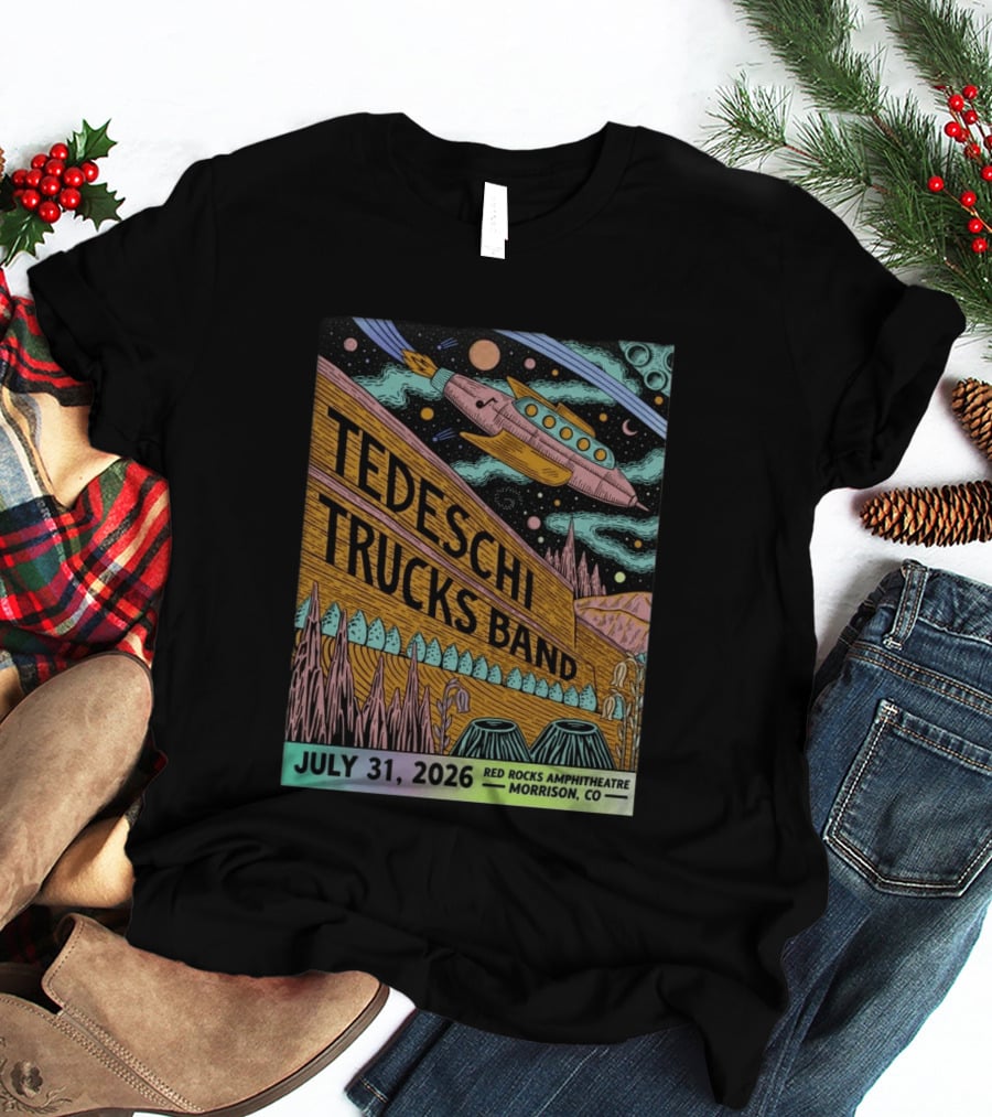 Tedeschi Trucks Band Red Rocks Concert July 31 2026 Morrison CO Spaceship T-Shirt