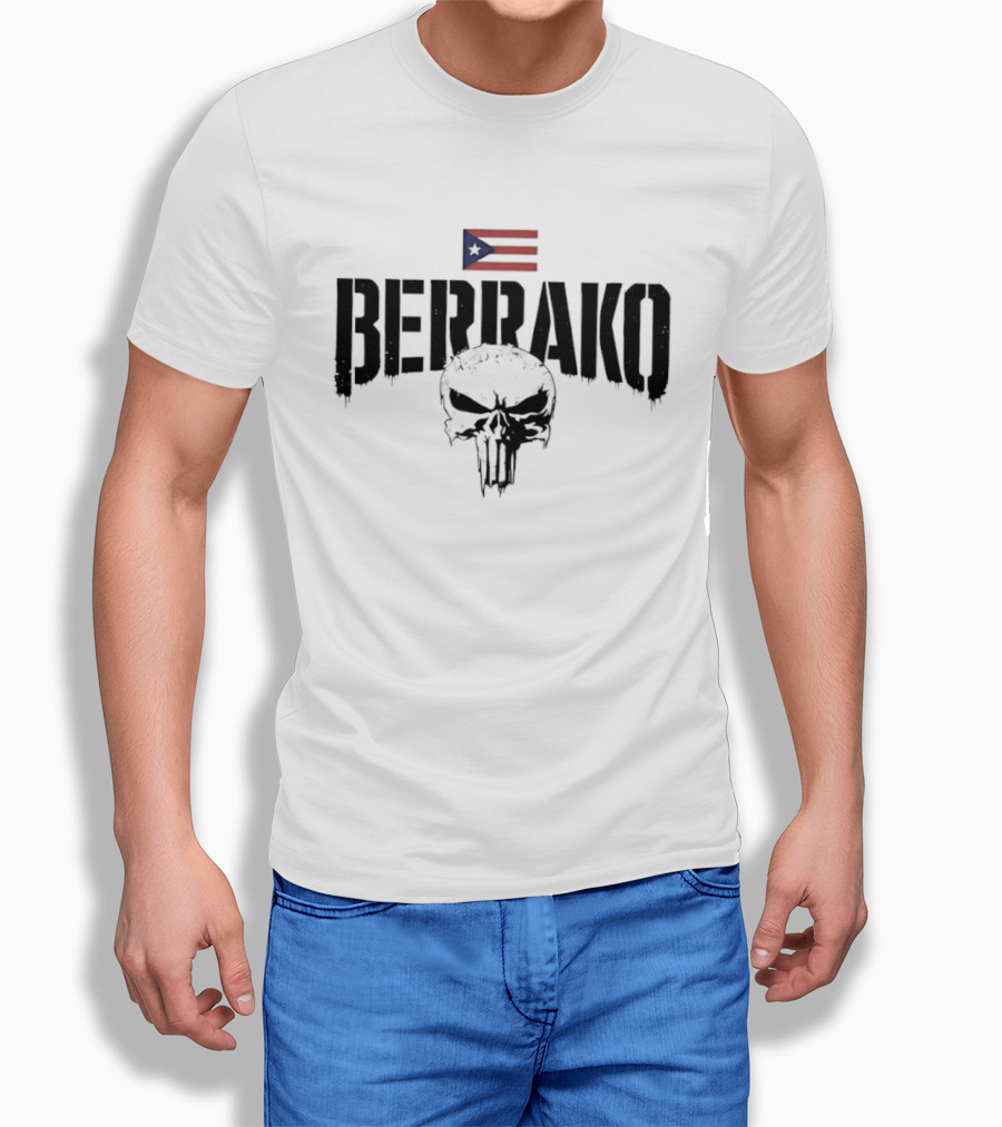 Berrako Skull Puerto Rican Flag T-Shirt