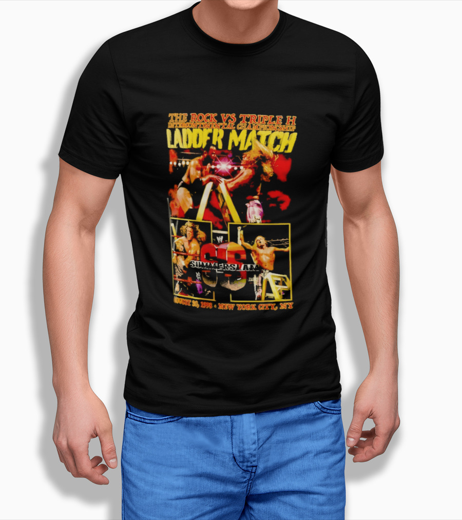 WWE SummerSlam 1998 The Rock Vs Triple H Ladder Match Intercontinental Championship New York City T-Shirt