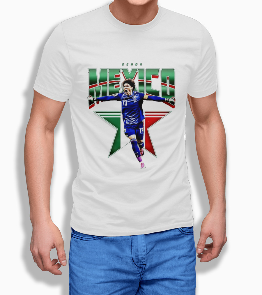 Ochoa Mexico 13 Goalkeeper Tri Color Starburst T-Shirt