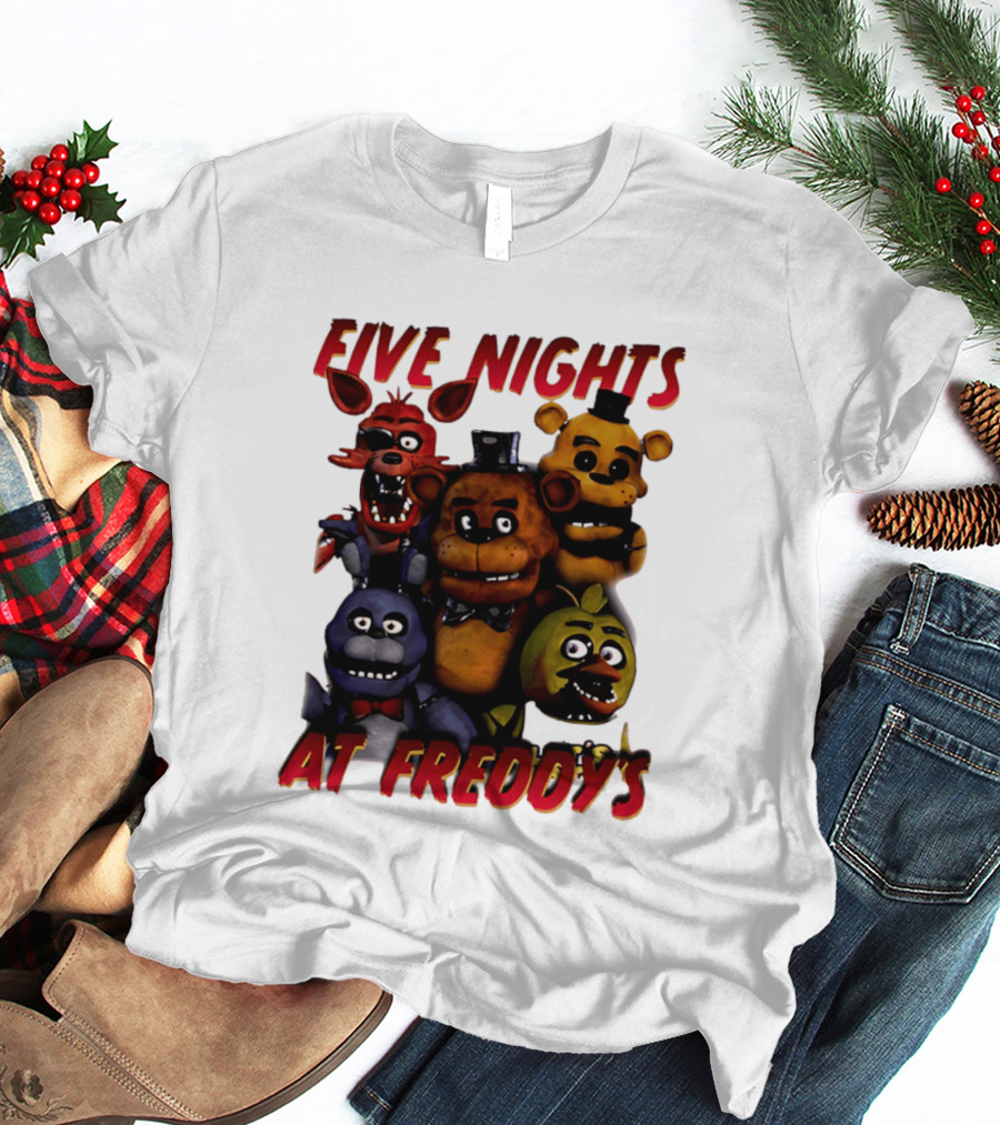 Five Nights At Freddy's Cartoon Characters Freddy Bonnie Chica Foxy T-Shirt