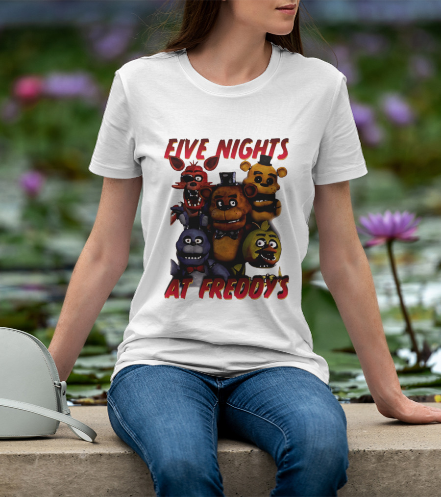 Five Nights At Freddy's Cartoon Characters Freddy Bonnie Chica Foxy T-Shirt