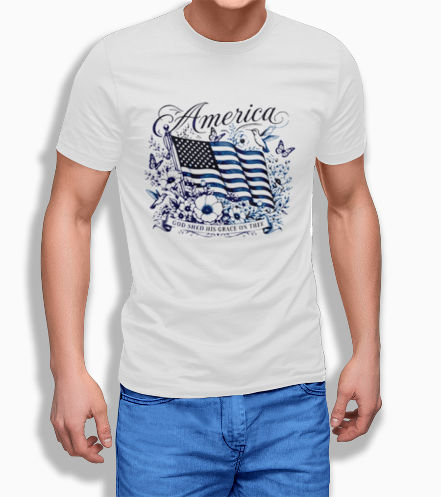 America God Shed His Grace On Thee Flag And Nature T-Shirt