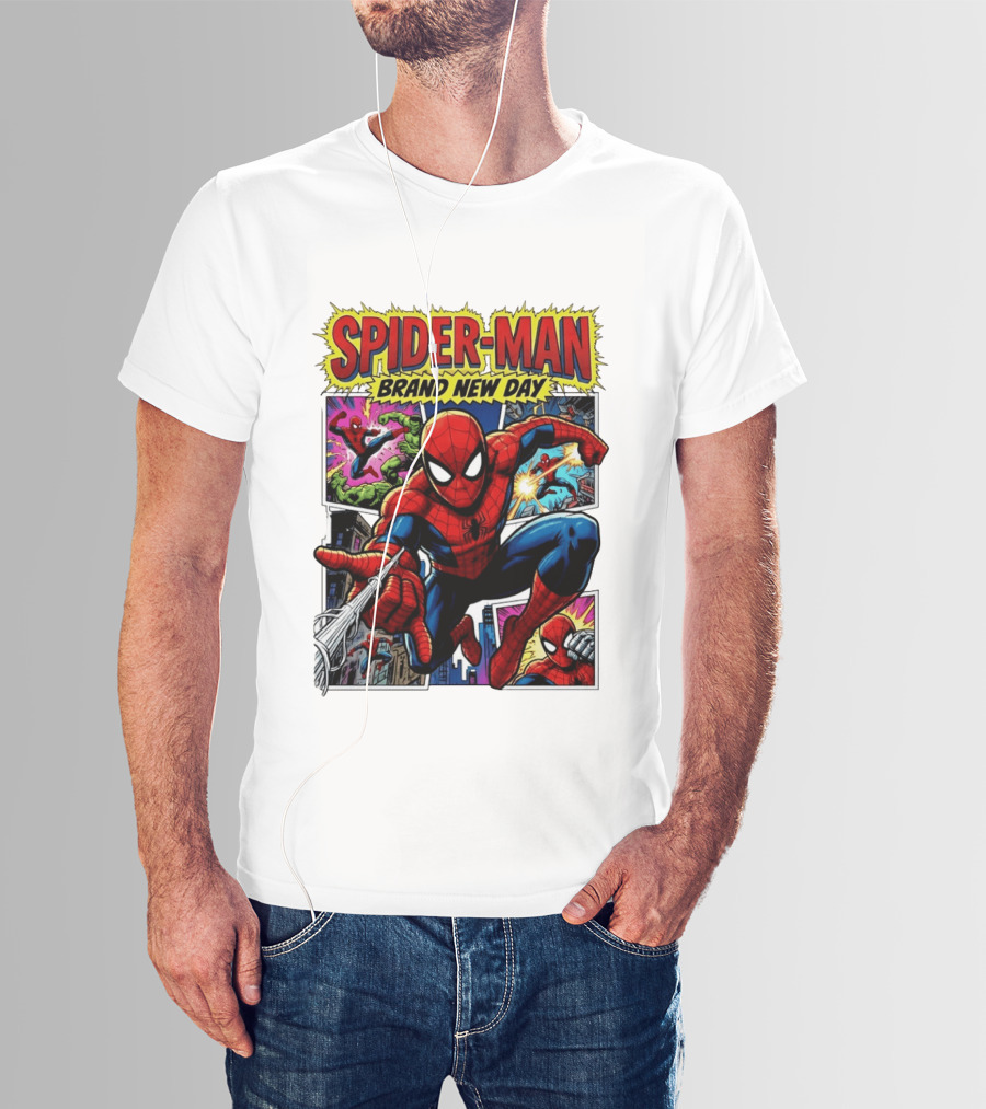 Spider Man Brand New Day Collage Marvel Comic Adventure T-Shirt