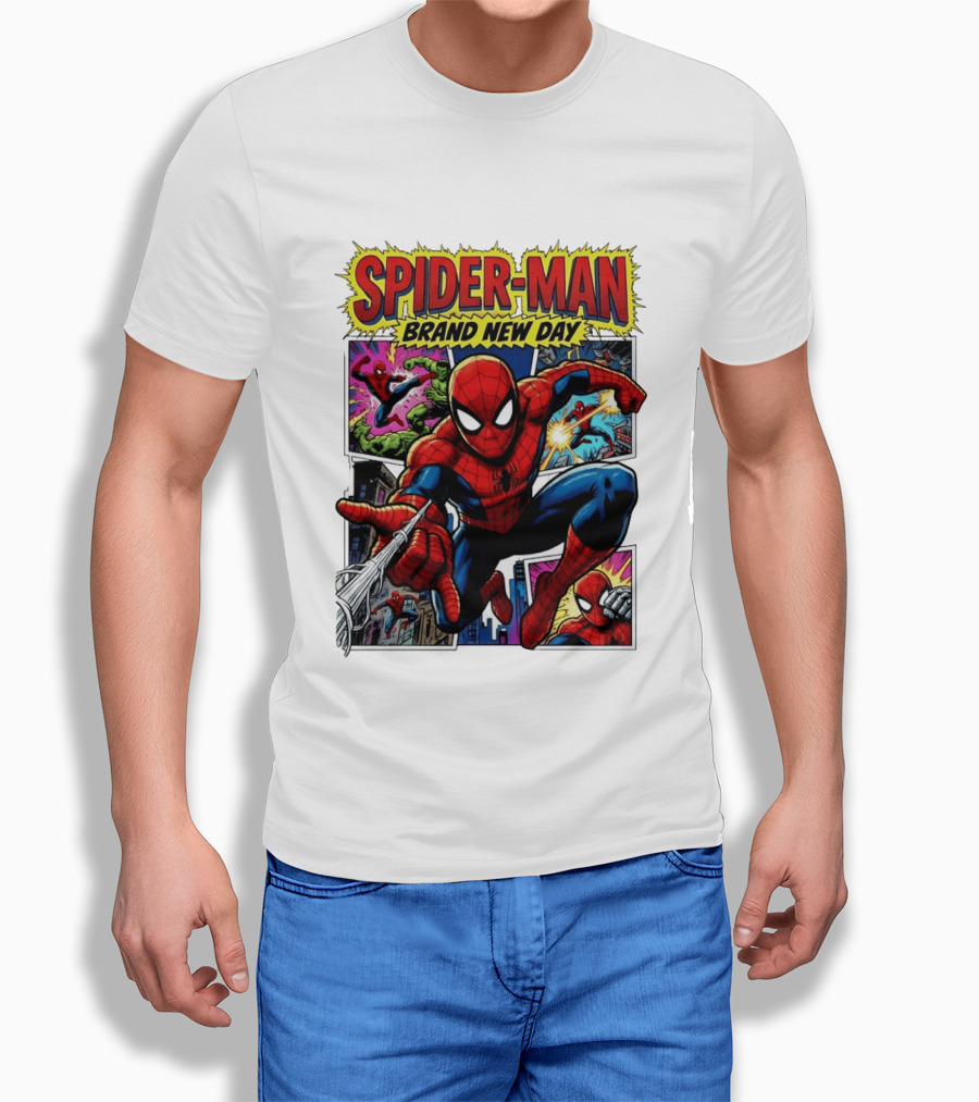 Spider Man Brand New Day Collage Marvel Comic Adventure T-Shirt