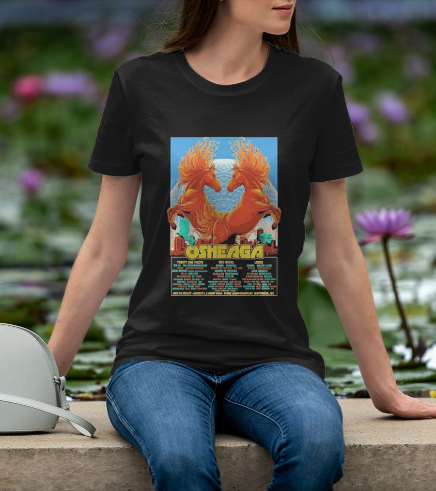 19th Annual Osheaga Music And Arts Festival July 31 To August 2 2026 Headliners Twenty One Pilots Tate McRae Lorde Parc Jean Drapeau Montreal Canada T-Shirt
