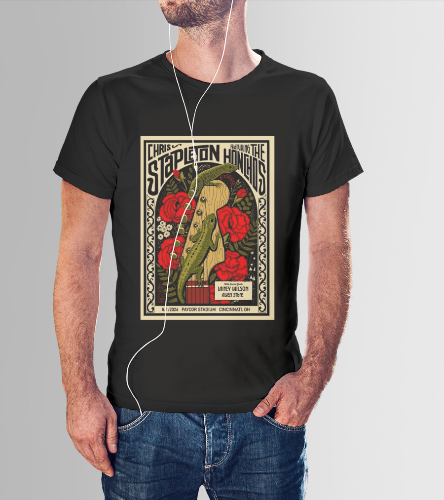 Chris Stapleton Featuring The Honchos Lainey Wilson Allen Stone Cincinnati 2026 Paycor Stadium August 1 T-Shirt