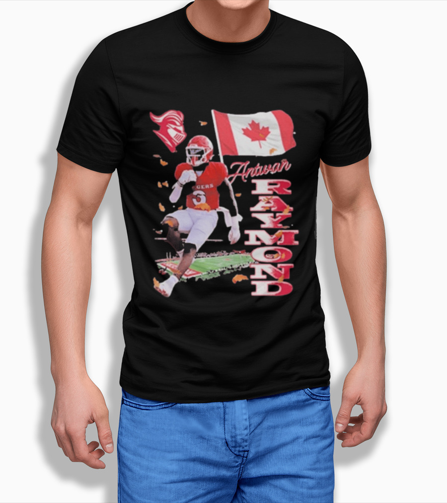 Antwan Raymond Rutgers Scarlet Knights Canadian Flag Football T-Shirt