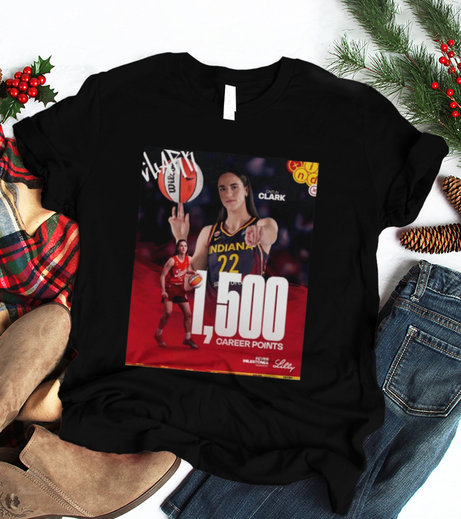 Caitlin Clark Indiana Fever 1500 Career Points Milestone Celebration WNBA Fever Milestones T-Shirt