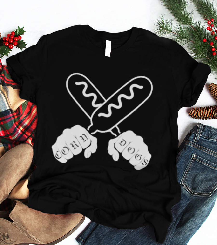 Corndog Knuckles Fun Novelty Design With Crossed Snacks And Fists T-Shirt
