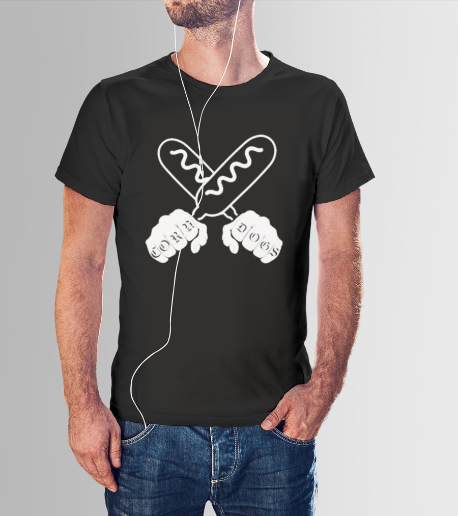 Corndog Knuckles Fun Novelty Design With Crossed Snacks And Fists T-Shirt