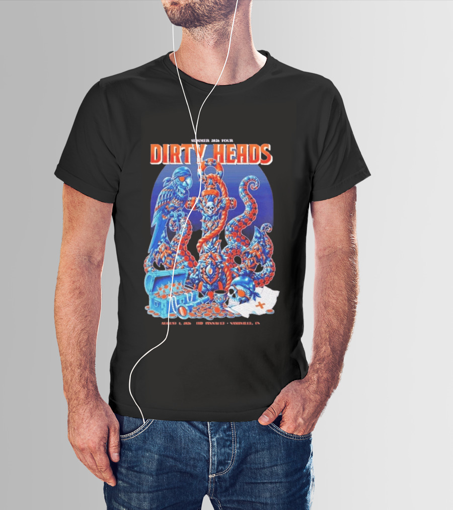 Dirty Heads Summer 2026 Tour Nashville TN August 1 Skeletons And Octopus T-Shirt
