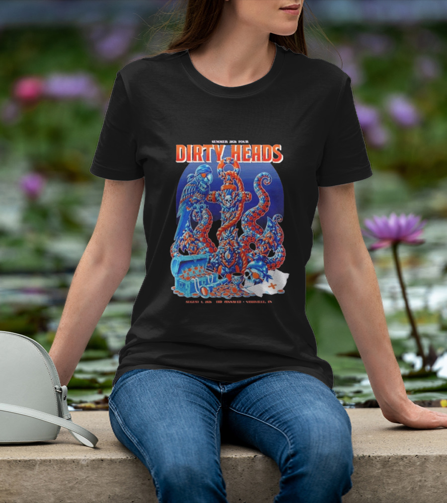 Dirty Heads Summer 2026 Tour Nashville TN August 1 Skeletons And Octopus T-Shirt