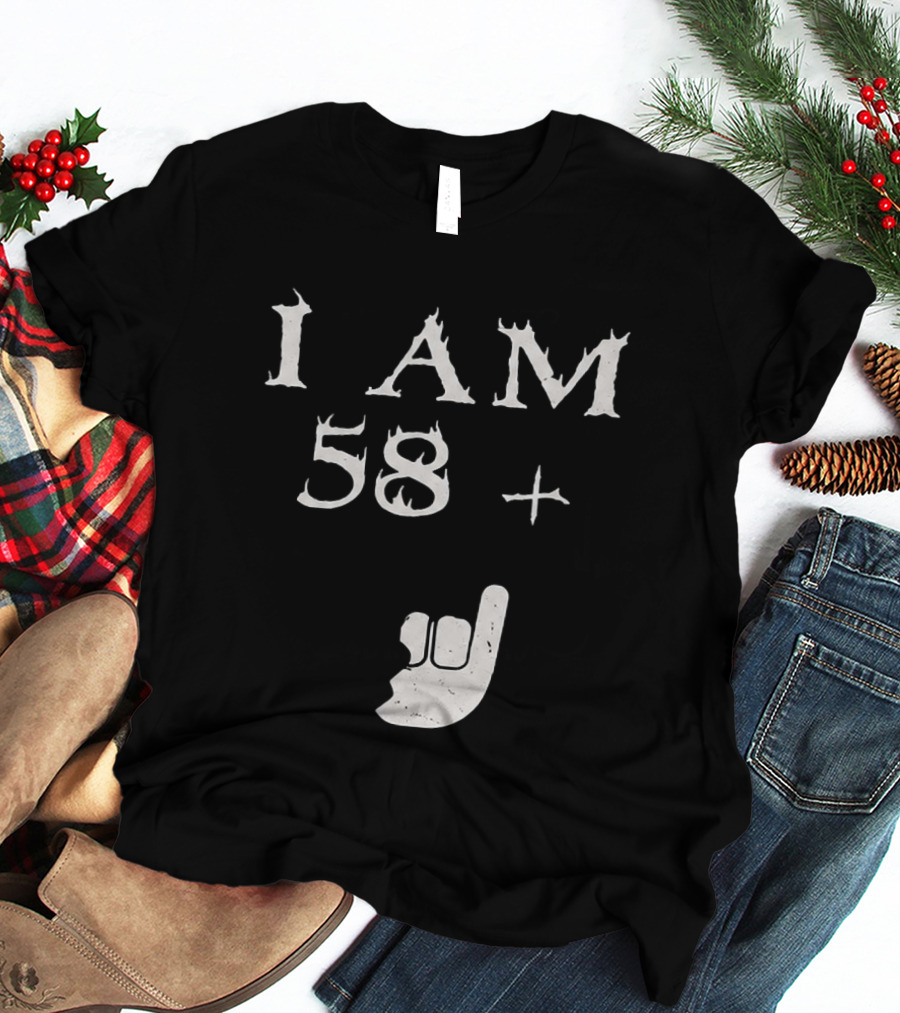 I Am 58 Plus Rock Hand Gesture T-Shirt