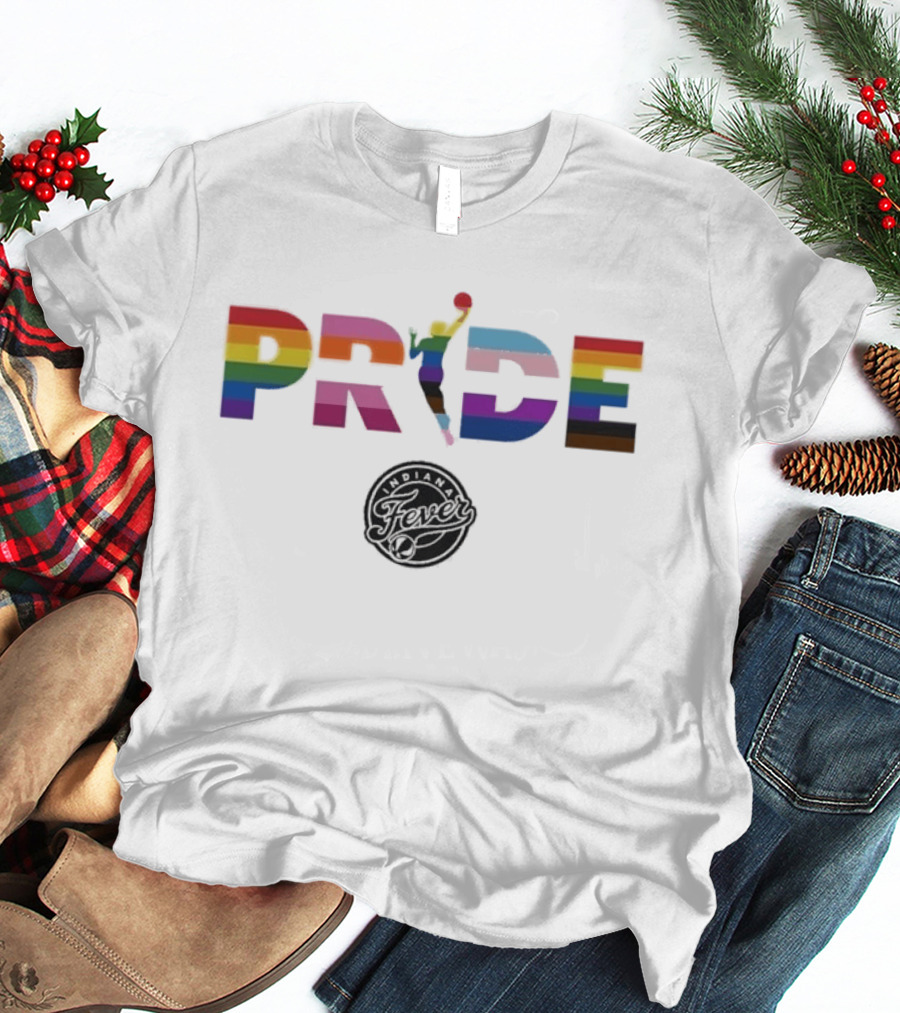 Indiana Fever WNBA Pride Rainbow Basketball Celebration T-Shirt
