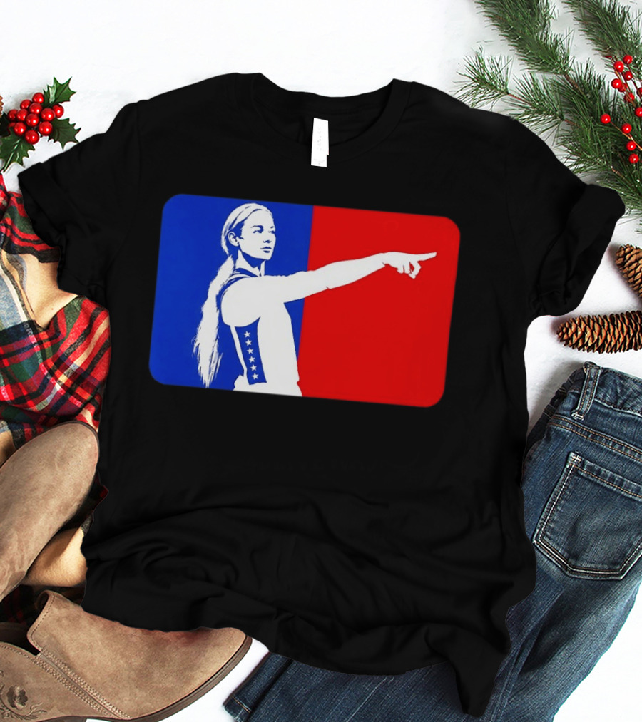 Sophie Cunningham WNBA 2026 Pointing Gesture In Blue And Red T-Shirt