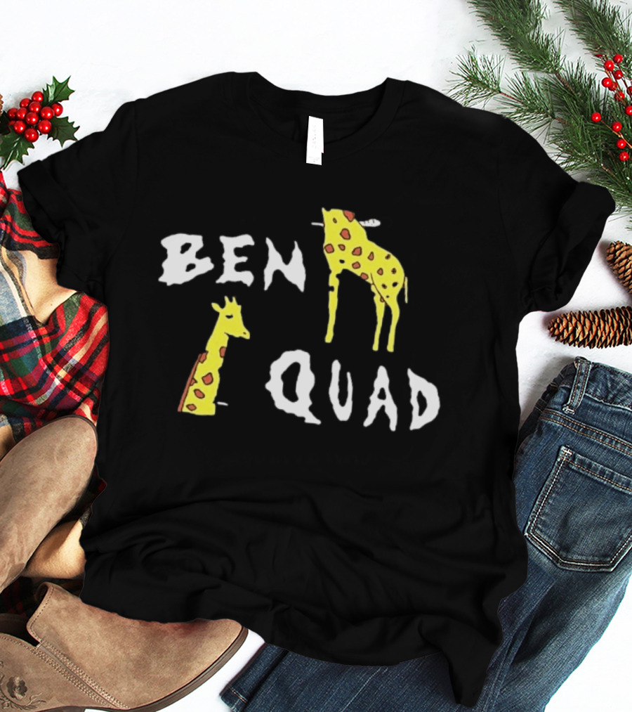 Ben Quad Giraffe Illustration Fun Cartoon T-Shirt