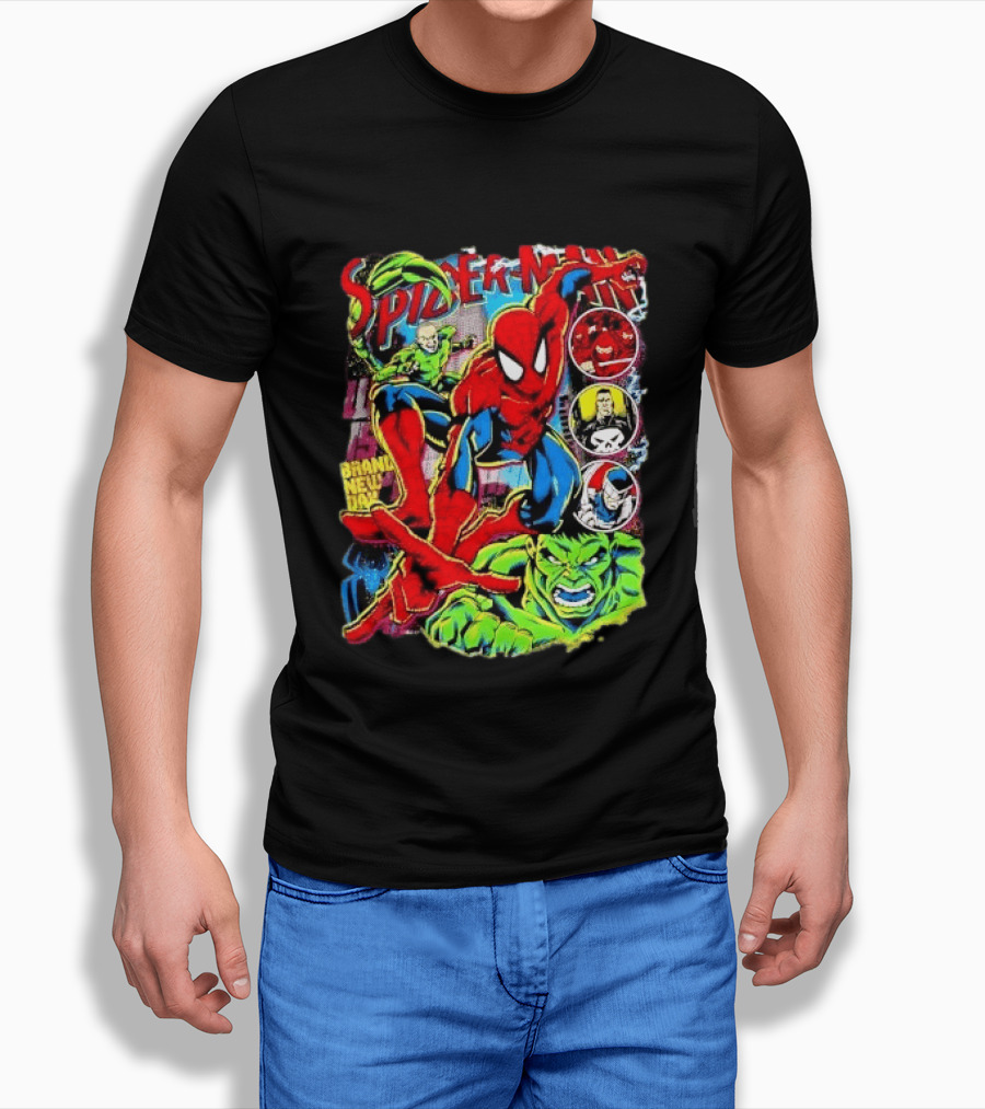 Spider Man Marvel Hulk Punisher Scorpion Ninja Brand New Day T-Shirt