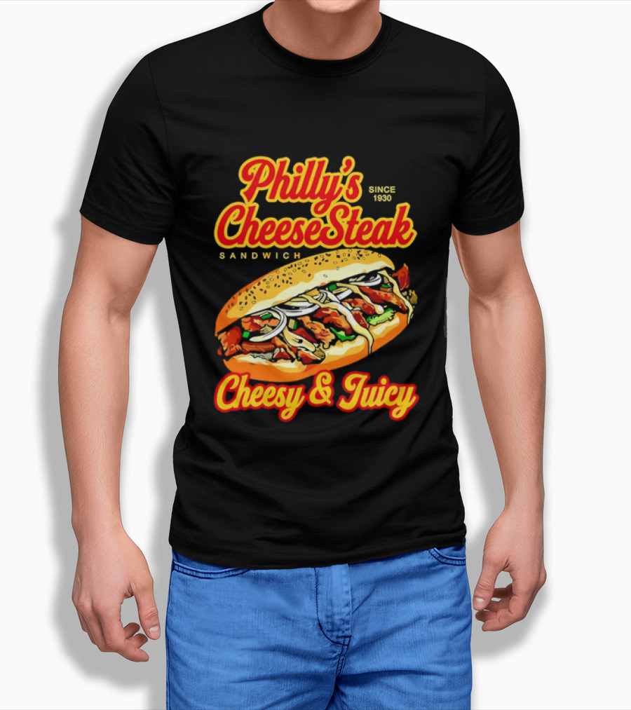 Philly's Cheesesteak Sandwich Cheesy & Juicy Since 1930 Classic Flavor Experience T-Shirt