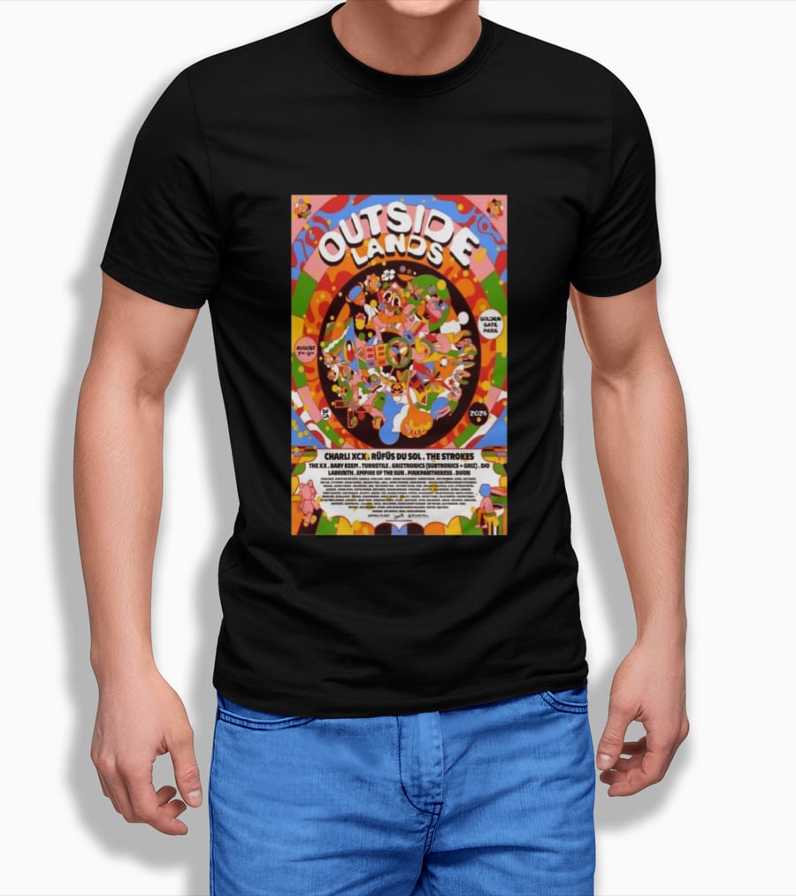 Outside Lands San Francisco August 7 9 2026 Golden Gate Park Charli XCX The Strokes Rüfüs Du Sol Lineup T-Shirt