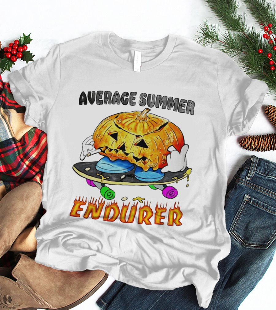 Average Summer Endurer Pumpkin Skater Skateboarding T-Shirt
