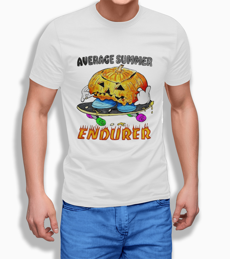 Average Summer Endurer Pumpkin Skater Skateboarding T-Shirt