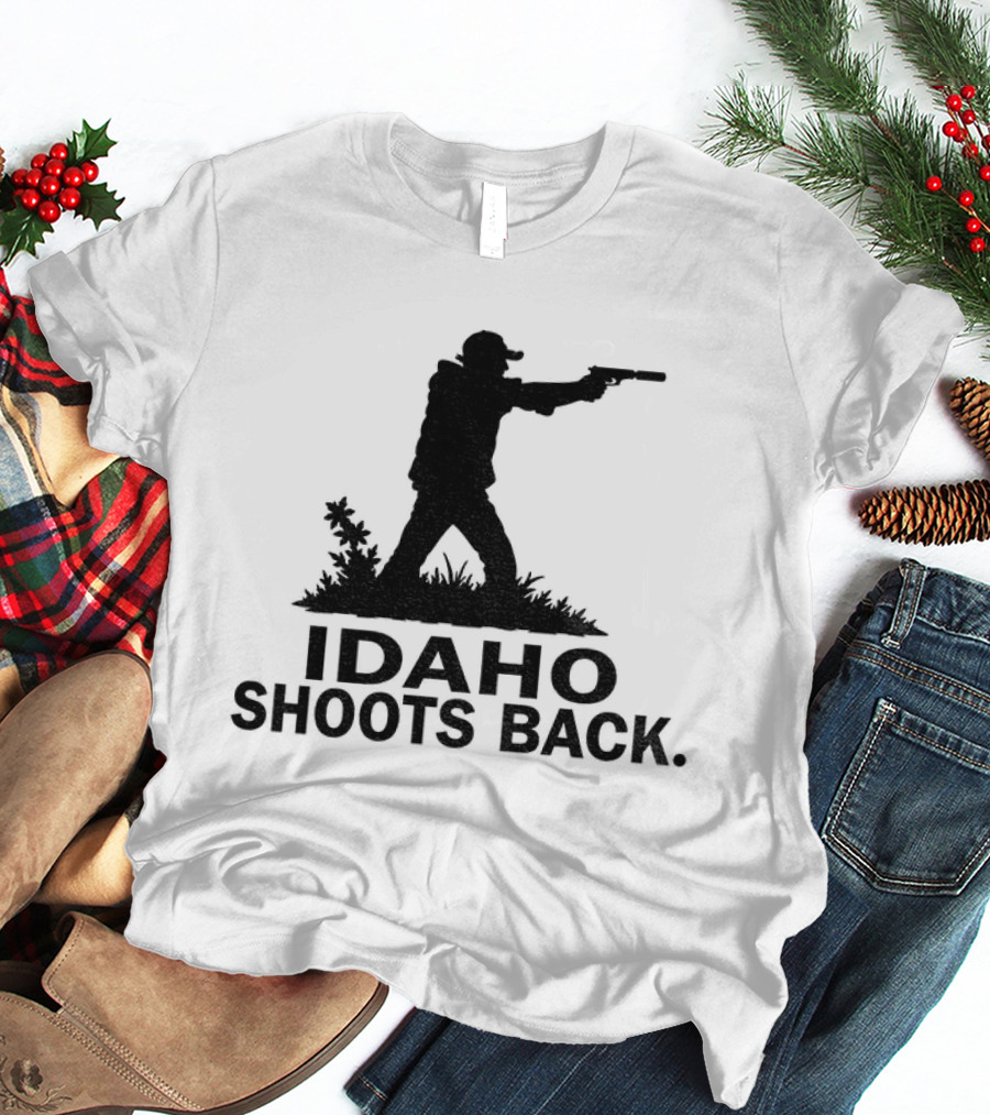 Idaho Shoots Back Silhouette Hunter With Gun T-Shirt