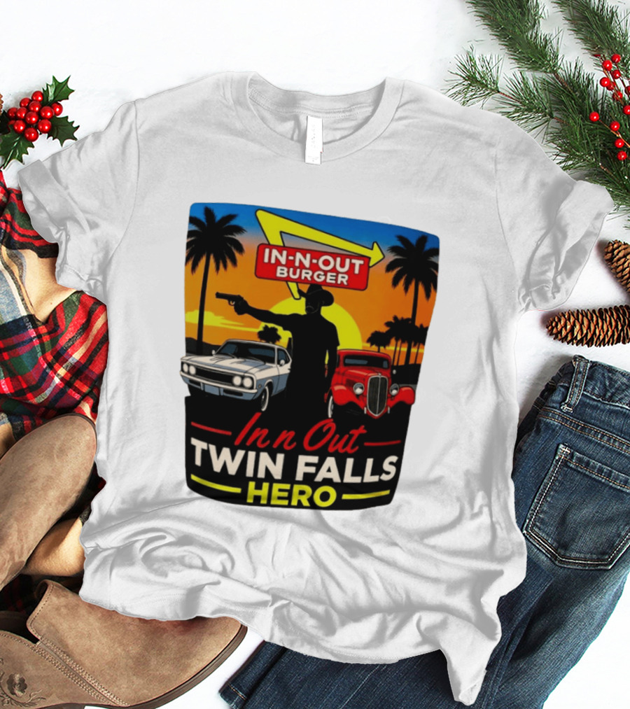 In N Out Burger Twin Falls Hero Sunset Cars Palms 2026 T-Shirt