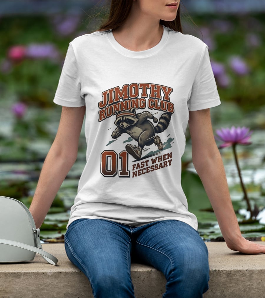 Jimothy Running Club 01 Fast When Necessary Raccoon T-Shirt