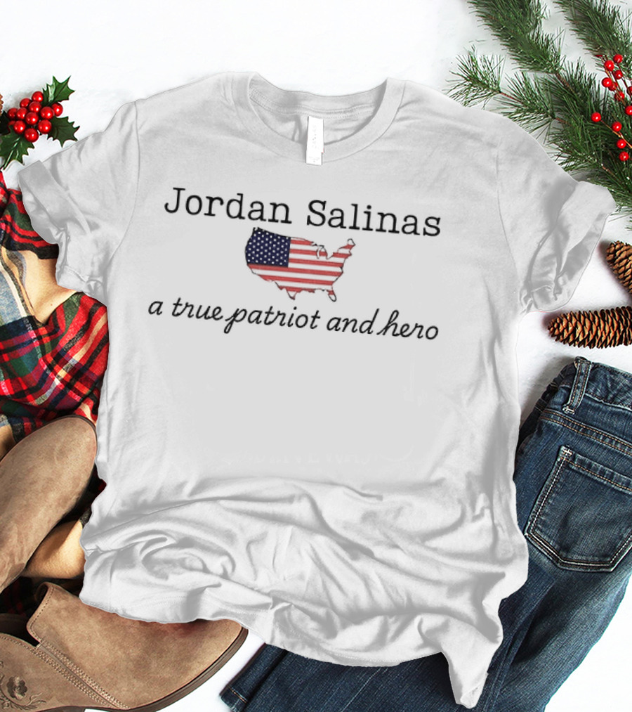Jordan Salinas USA Flag Map A True Patriot And Hero T-Shirt