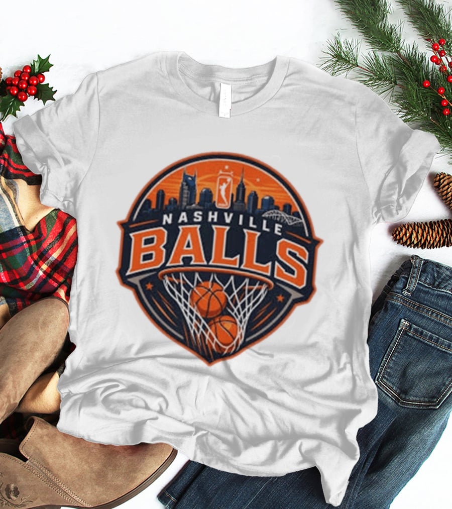 Nashville Balls Skyline Basketball Logo Cityscape T-Shirt