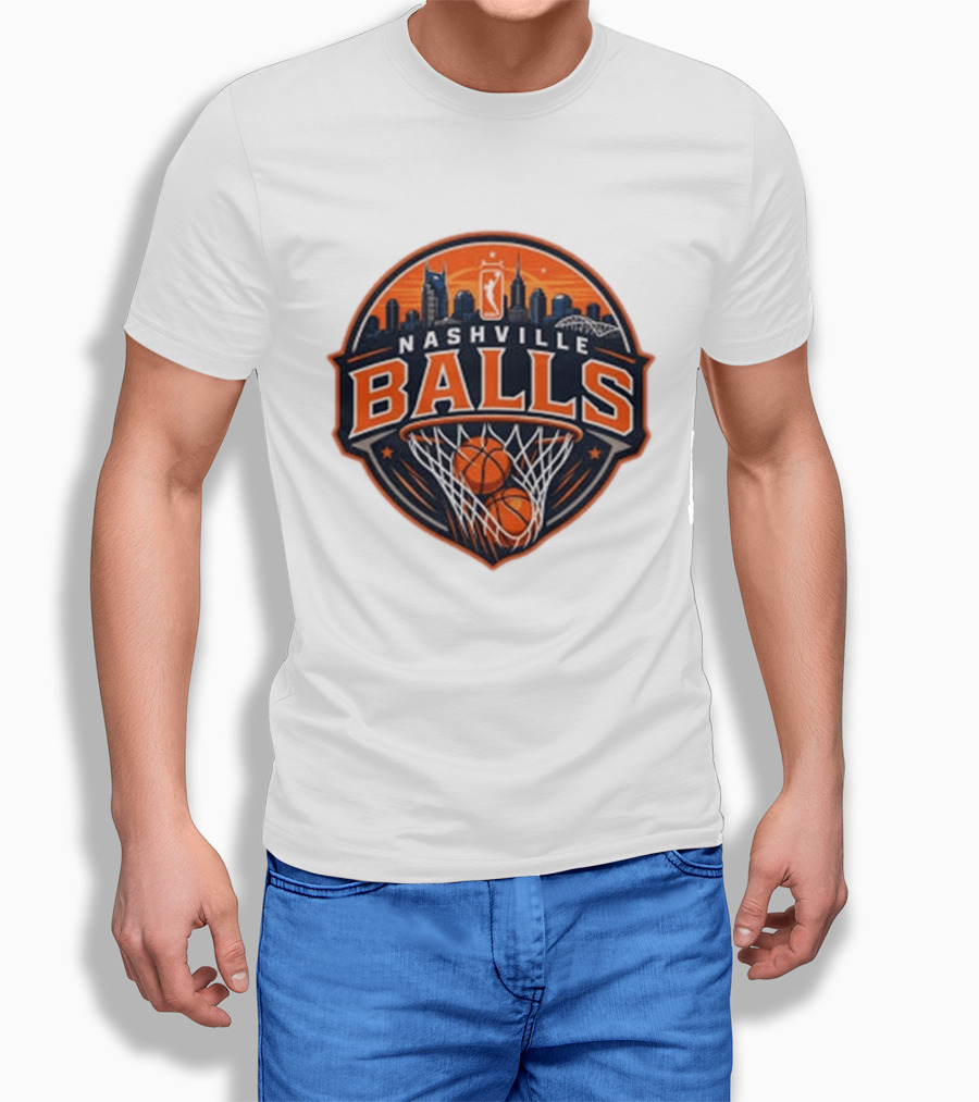 Nashville Balls Skyline Basketball Logo Cityscape T-Shirt