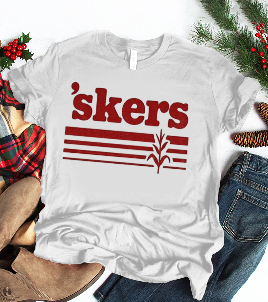 Skers Nebraska Cornhuskers Text Red Lines T-Shirt