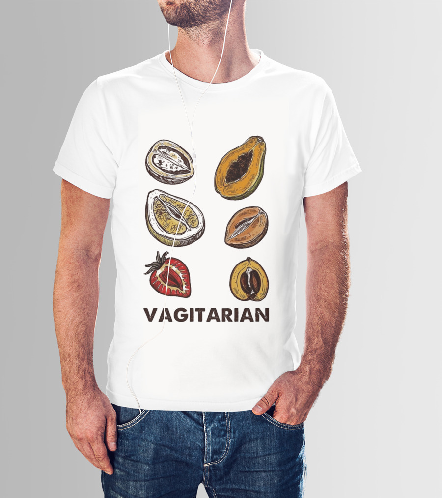 Vagitarian Fruit Humor Strawberry Avocado Papaya Illustrations T-Shirt