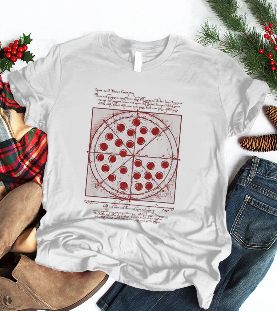 Vitruvian Pizza Leonardo Da Vinci Spider Tom Movie Pizza Drawing T-Shirt