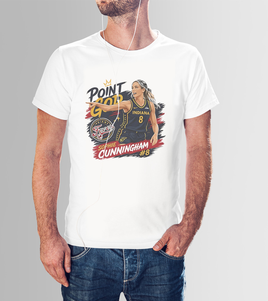 Sophie Cunningham Point God Number 8 Indiana Fever Basketball T-Shirt
