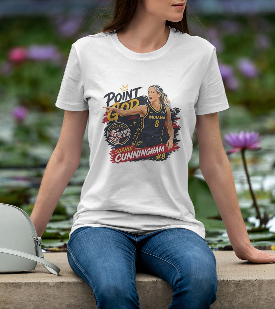 Sophie Cunningham Point God Number 8 Indiana Fever Basketball T-Shirt