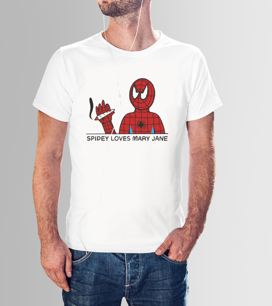 Spidey Loves Mary Jane Spider Man Smoking Humor T-Shirt