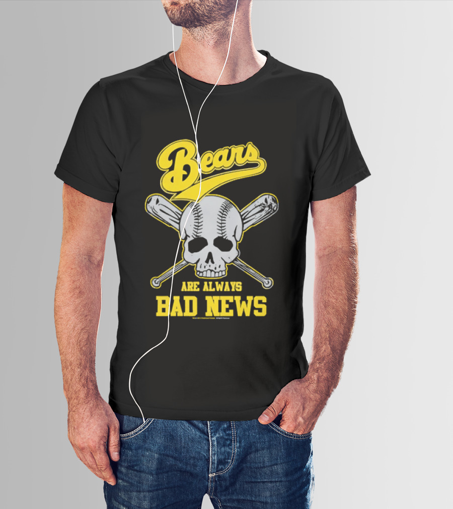 Bears Are Always Bad News Baseball Skull Crossed Bats T-Shirt