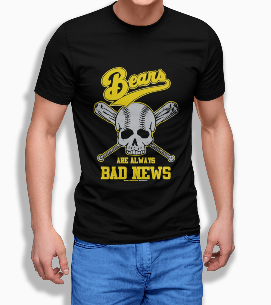 Bears Are Always Bad News Baseball Skull Crossed Bats T-Shirt