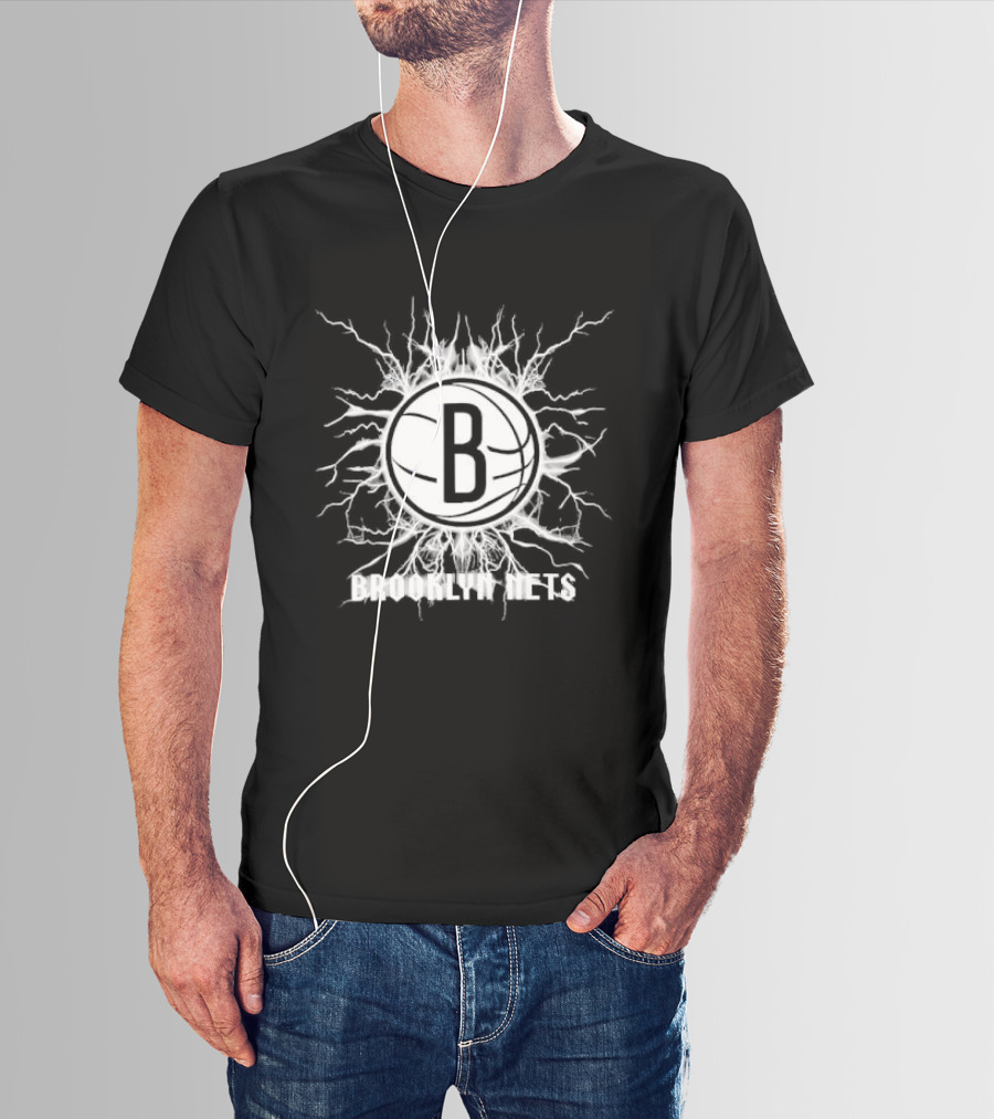 Brooklyn Nets B Lightning Basketball Burst T-Shirt