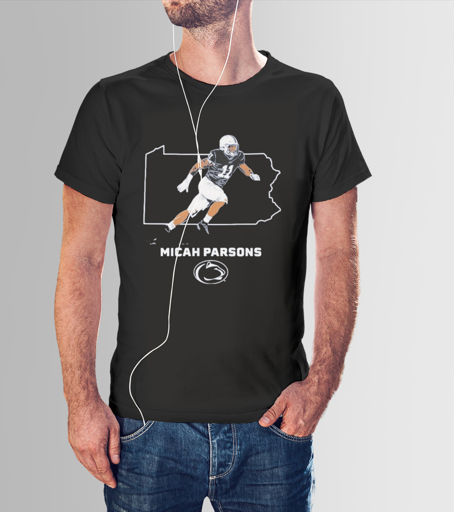 Micah Parsons Penn State Football Player With State T-Shirt