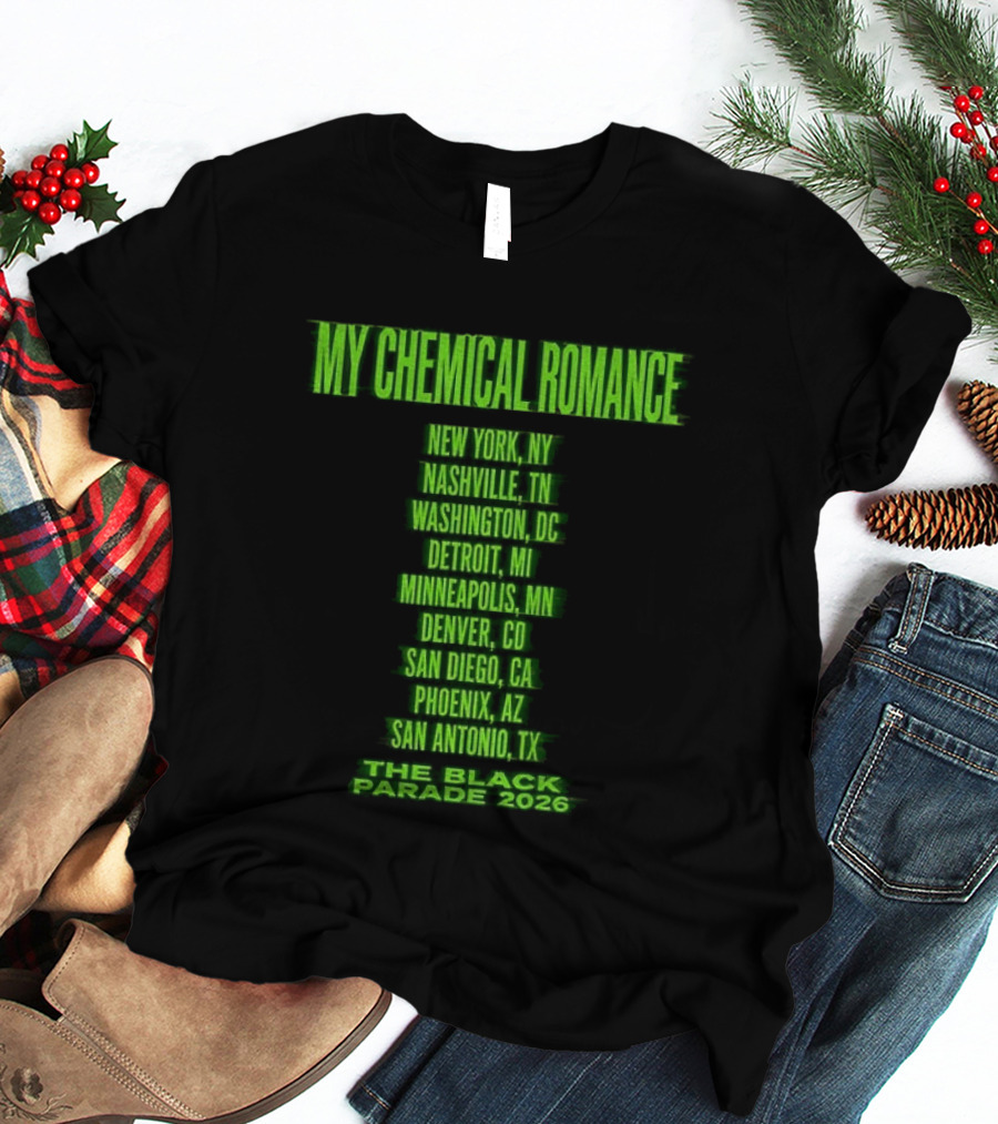 My Chemical Romance The Black Parade 2026 New York City Nashville Washington Detroit Minneapolis Denver San Diego Phoenix San Antonio Tour Dates T-Shirt