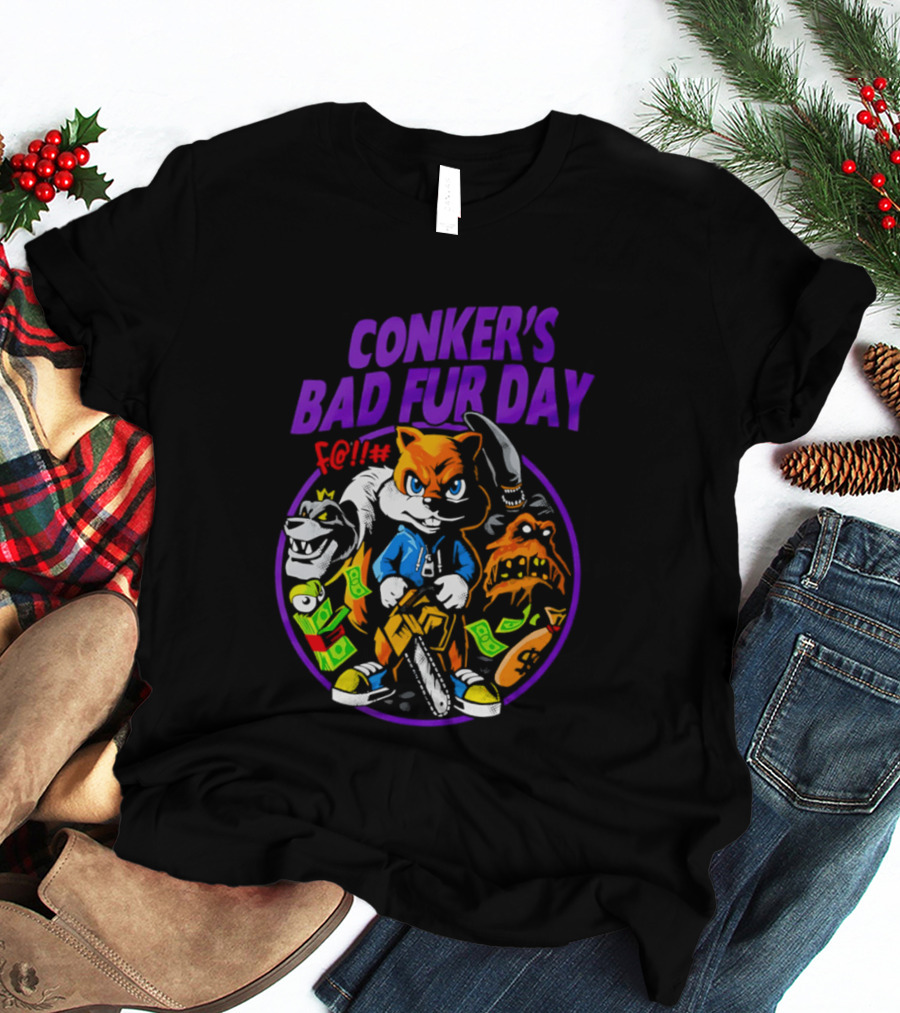 Conker's Bad Fur Day Chainsaw Squirrel Gaming Money T-Shirt