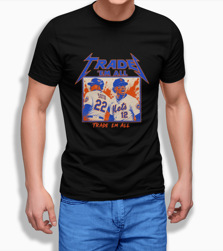 New York Mets Trade Em All Soto Heavy Metal Splatter Player Photos T-Shirt
