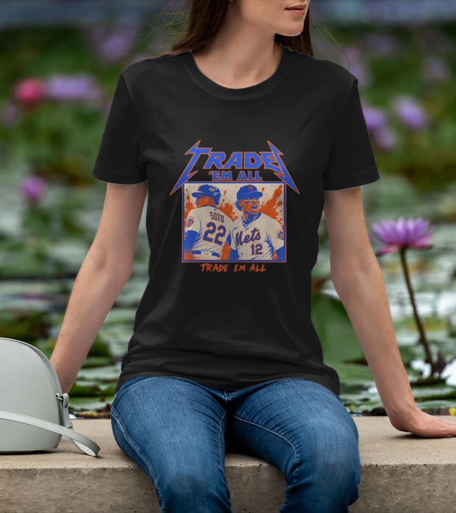 New York Mets Trade Em All Soto Heavy Metal Splatter Player Photos T-Shirt